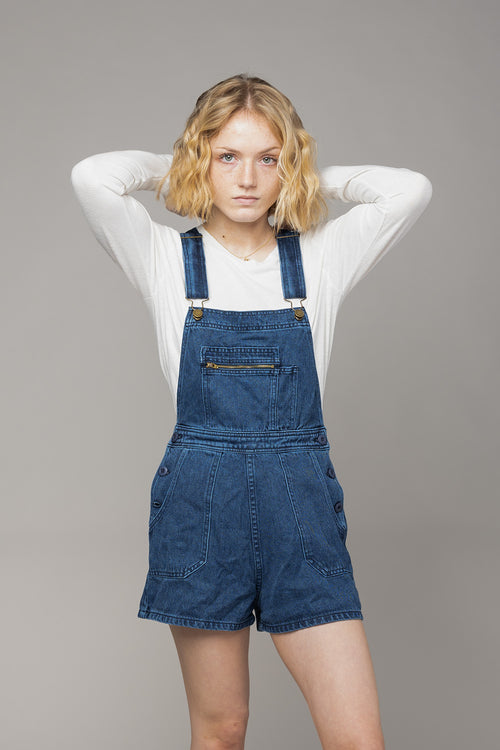 Alma Overall Denim Shorts | Jungmaven Hemp Clothing & Accessories / Color: