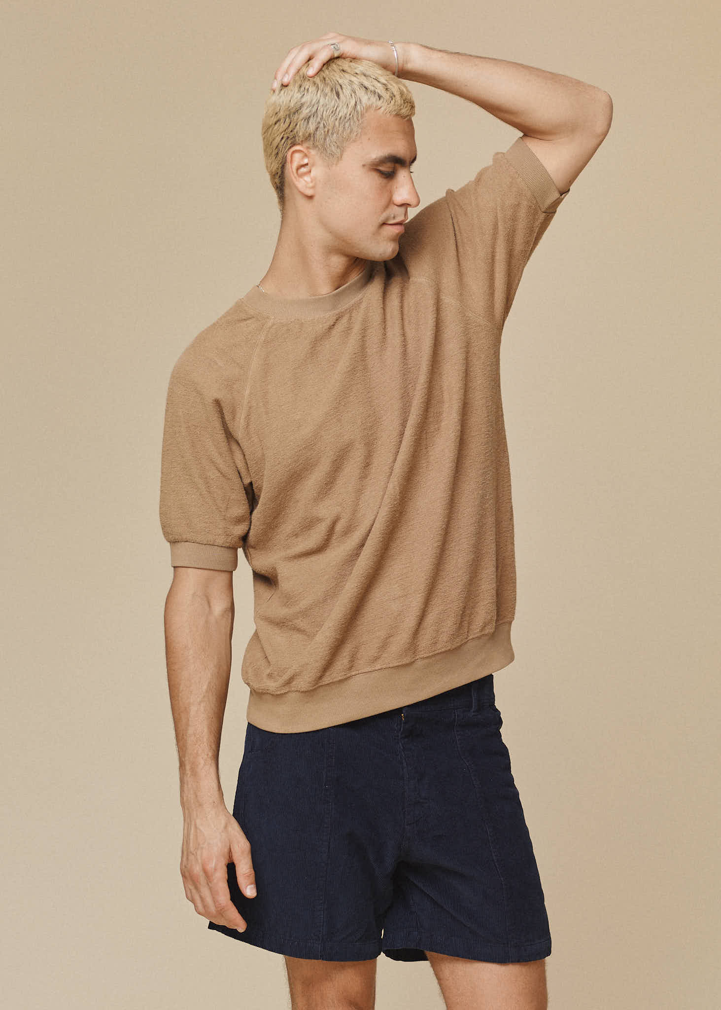 Short Sleeve Raglan Sherpa Sweatshirt | Jungmaven Hemp Clothing & Accessories / model_desc: Shen is 6’2” wearing Large