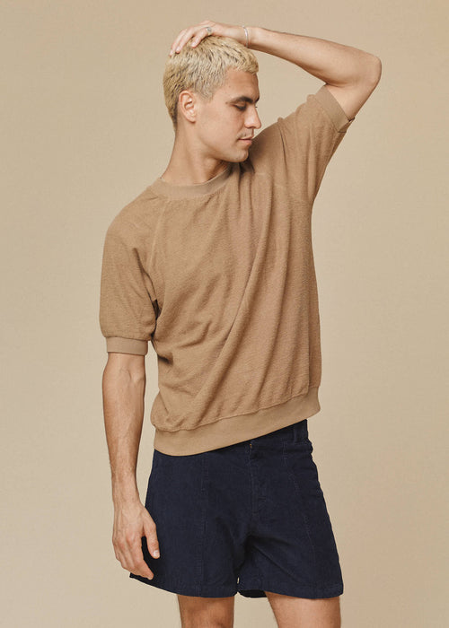 Short Sleeve Raglan Sherpa Sweatshirt | Jungmaven Hemp Clothing & Accessories / model_desc: Shen is 6’2” wearing L