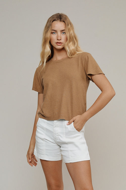 Cropped Lorel Tee | Jungmaven Hemp Clothing & Accessories / model_desc: Grace is 5’8” wearing XS