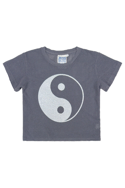 Yin Yang Carmen Mesh Cropped Tee | Jungmaven Hemp Clothing & Accessories / Color: Diesel Gray