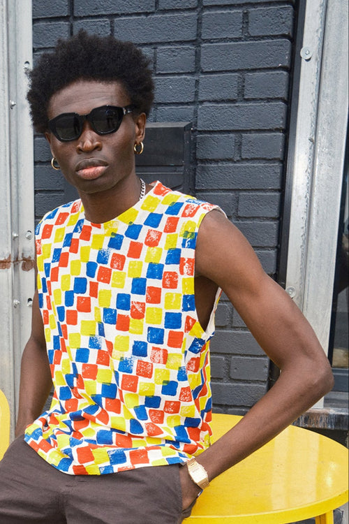 Checkerboard Malibu Muscle Tee | Jungmaven Hemp Clothing & Accessories / Color: