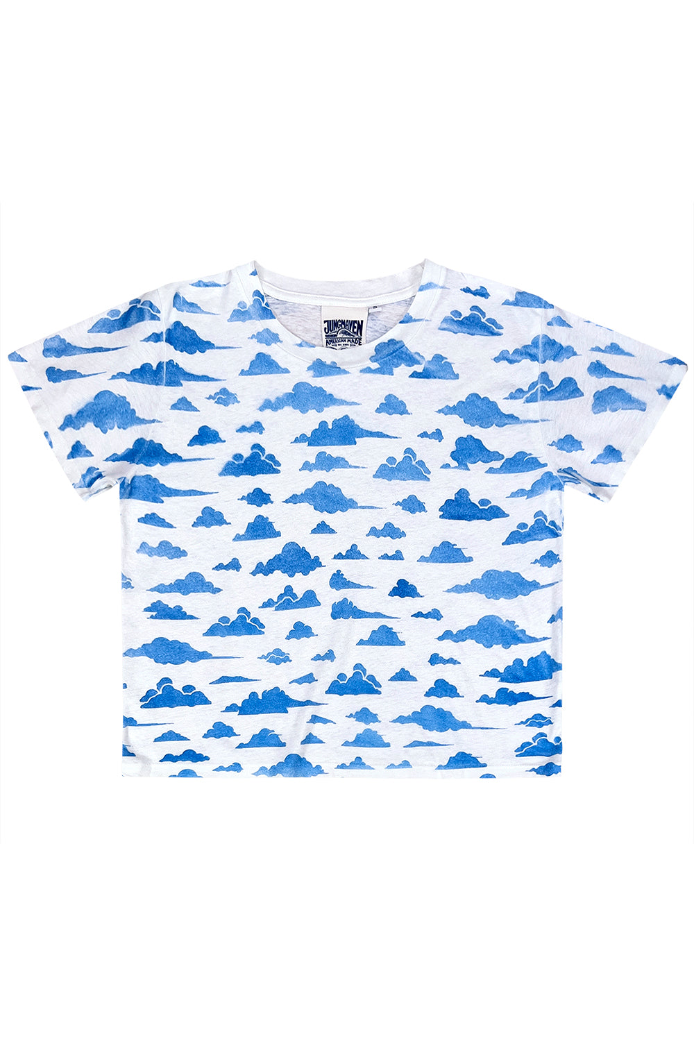 Clouds Cropped Lorel Tee | Jungmaven Hemp Clothing & Accessories / Color: Washed White