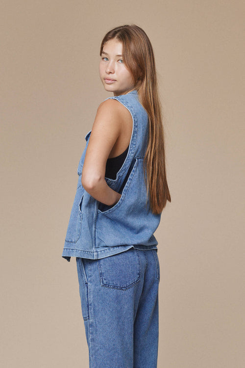 Denim Falcon Vest | Jungmaven Hemp Clothing & Accessories / Color: