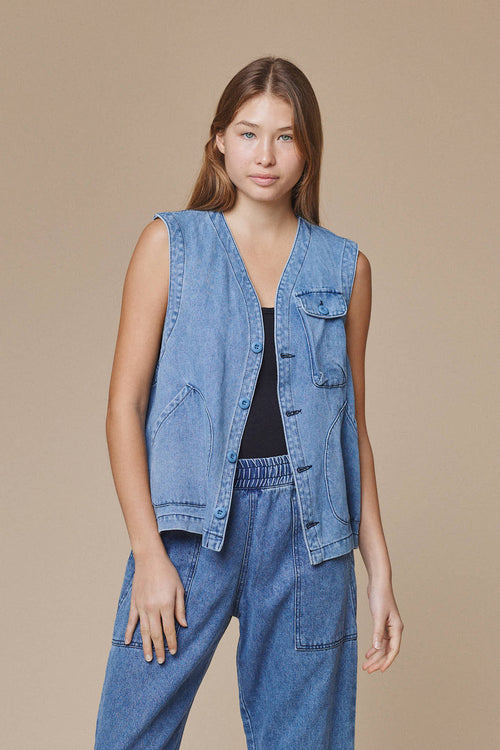 Denim Falcon Vest | Jungmaven Hemp Clothing & Accessories / Color: