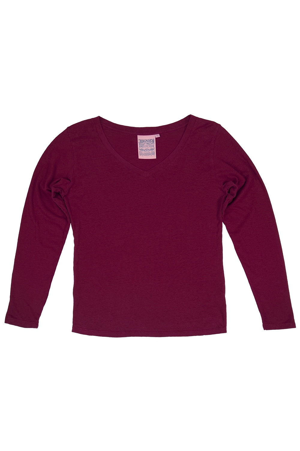Finch Long Sleeve V-neck | Jungmaven Hemp Clothing & Accessories / Color: Burgundy
