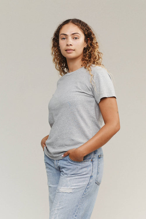 Heathered Lorel Tee | Jungmaven Hemp Clothing & Accessories / model_desc: Paige is 5’8” wearing M