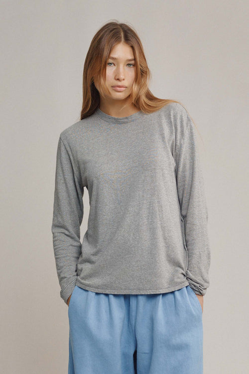 Heathered Jung Long Sleeve Tee | Jungmaven Hemp Clothing & Accessories / model_desc: Katriel is 5'9” wearing S