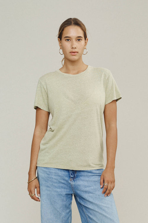 Heathered Lorel Tee | Jungmaven Hemp Clothing & Accessories / model_desc: Maya is 5’10” wearing Medium