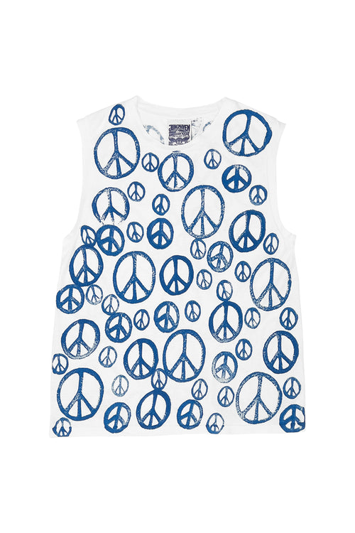 Peace & Love Malibu Muscle Tee | Jungmaven Hemp ClothPeace Signs Malibu Muscle Tee | Jungmaven Hemp Clothing & Accessories / Color: Washed White