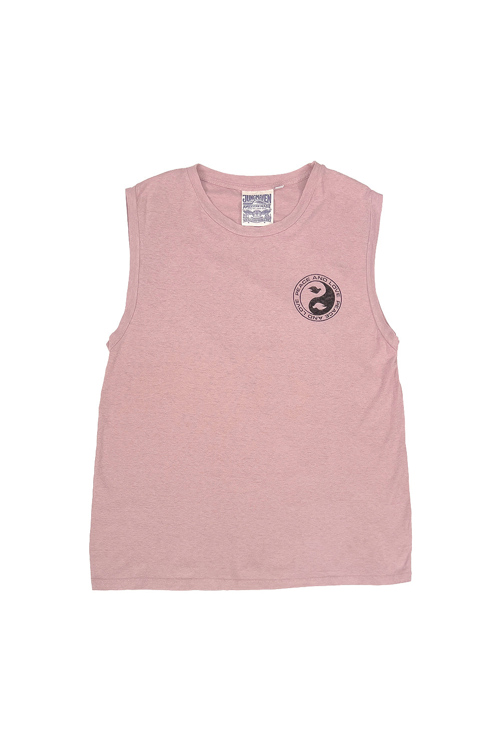 Peace & Love Malibu Muscle Tee | Jungmaven Hemp Clothing & Accessories / Color: Rose Quartz