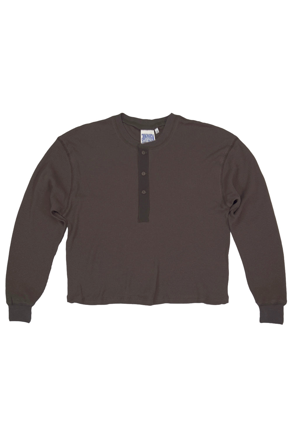 Mesa Cropped Thermal Henley | Jungmaven Hemp Clothing & Accessories / Color:Coffee Bean