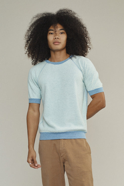 Heathered Short Sleeve Raglan Sherpa | Jungmaven Hemp Clothing & Accessories / model_desc: Chaz is 6’2” wearing size S
