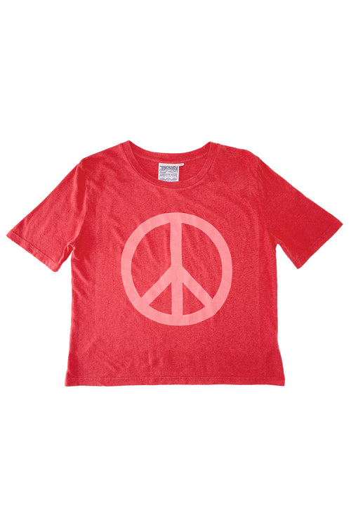 Peace Silverlake Cropped Tee | Jungmaven Hemp Clothing & Accessories / Color: Rose Water on Sunset Coral