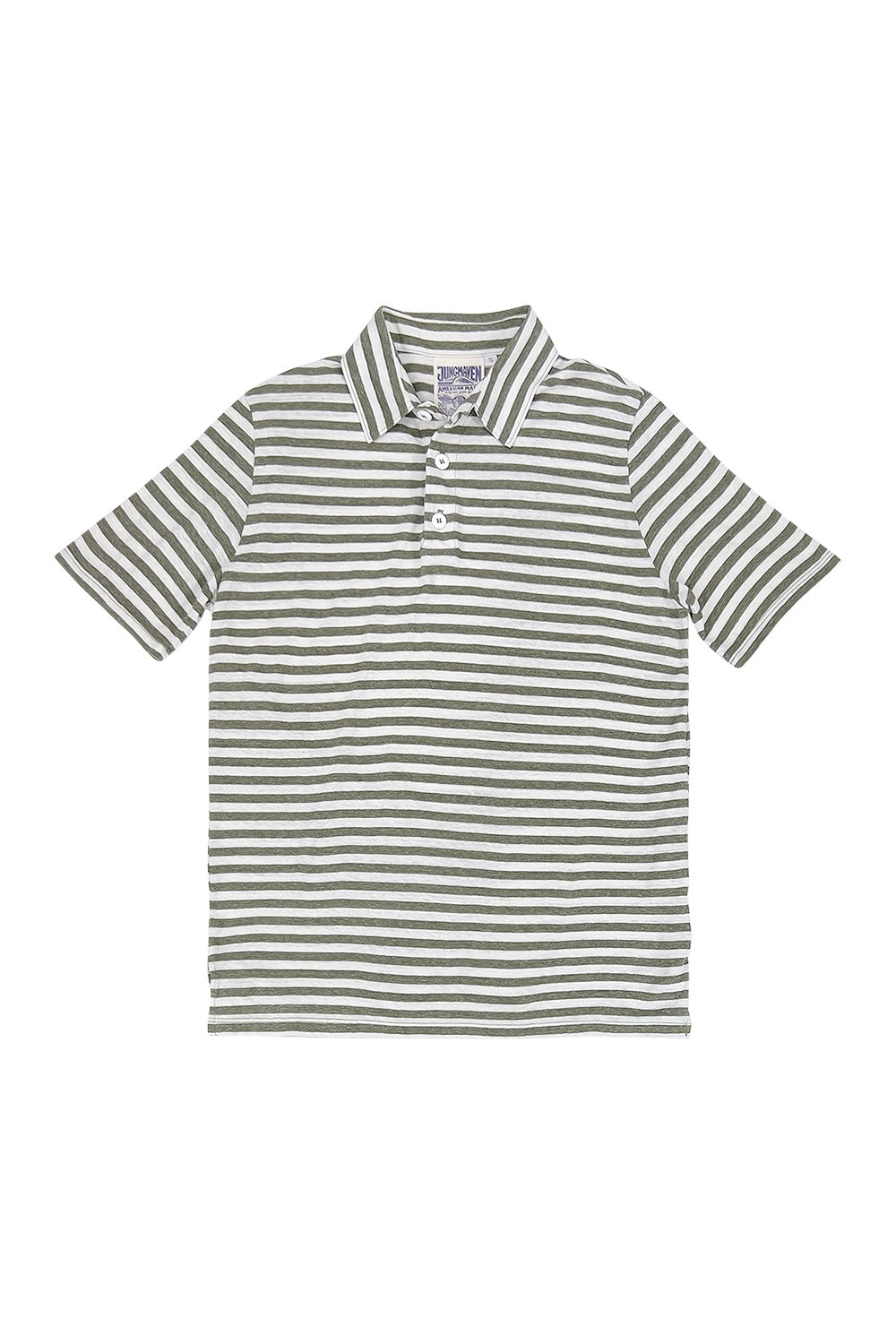 Stripe Camden Polo | Jungmaven Hemp Clothing & Accessories / Color: Olive/White Stripe