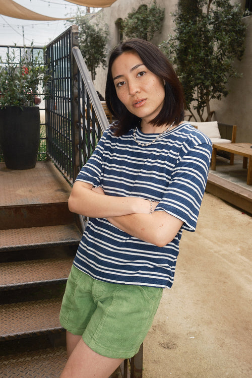 Stripe Silverlake Cropped Tee | Jungmaven Hemp Clothing & Accessories / Color: