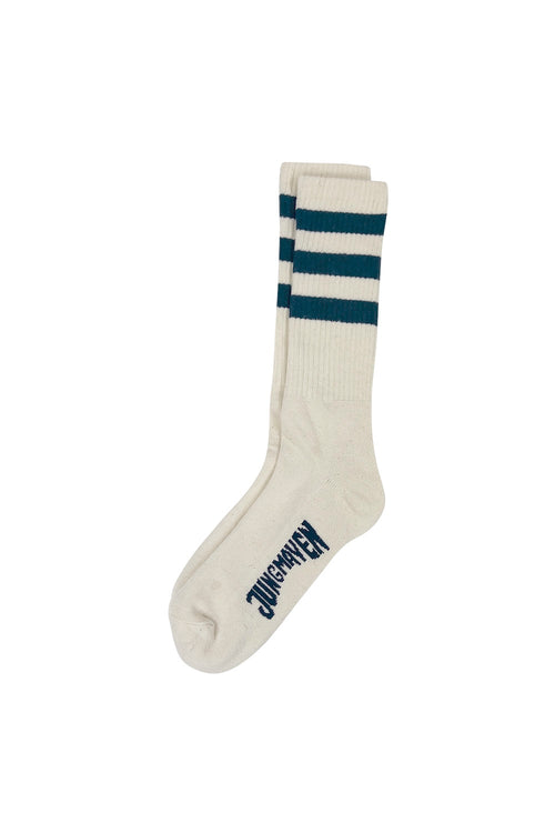 Town and Country Socks | Jungmaven Hemp Clothing & Accessories / Color: Blue Stripes on White