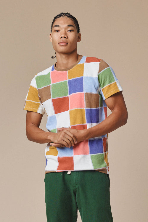 Upcycled Boulder Tee - Multicolored | Jungmaven Hemp Clothing & Accessories / model_desc: Chaz is 6β2β wearing Large