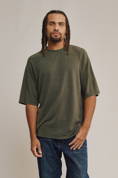 Woodstock Raglan | Jungmaven Hemp Clothing & Accessories / model_desc: Davon is 6'0