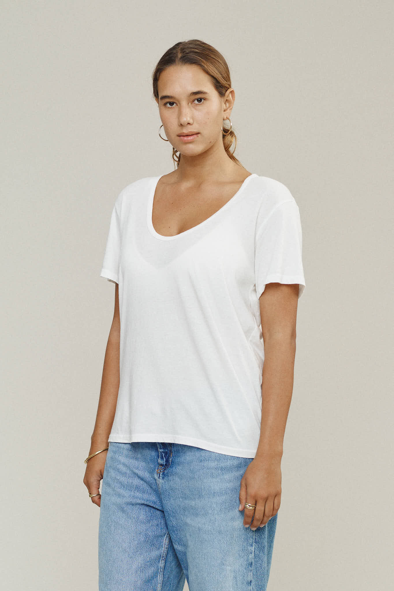 Zuma Scoop Neck Tee | Jungmaven Hemp Clothing & Accessories / model_desc: Maya is 5’10” wearing Medium