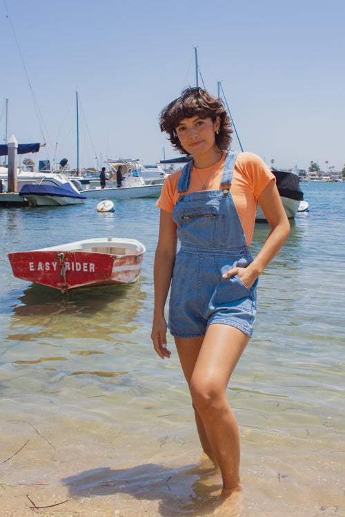 Alma Overall Denim Shorts | Jungmaven Hemp Clothing & Accessories / Color: