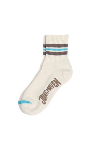 Town and Country Ankle Socks | Jungmaven Hemp Clothing & Accessories / Color: Caribbean Blue/Coyote 3 Stripe