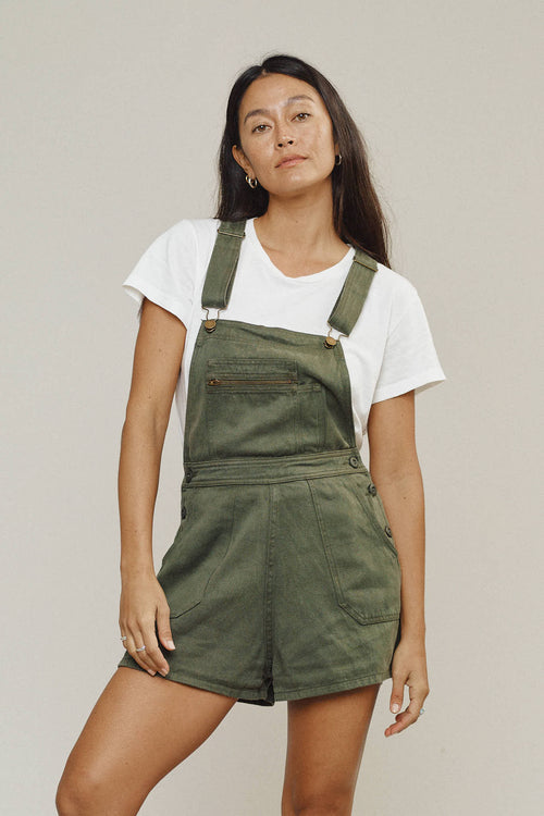 Alma Overall Twill Short | Jungmaven Hemp Clothing & Accessories / model_desc: Tamiko is 5’8” wearing Small