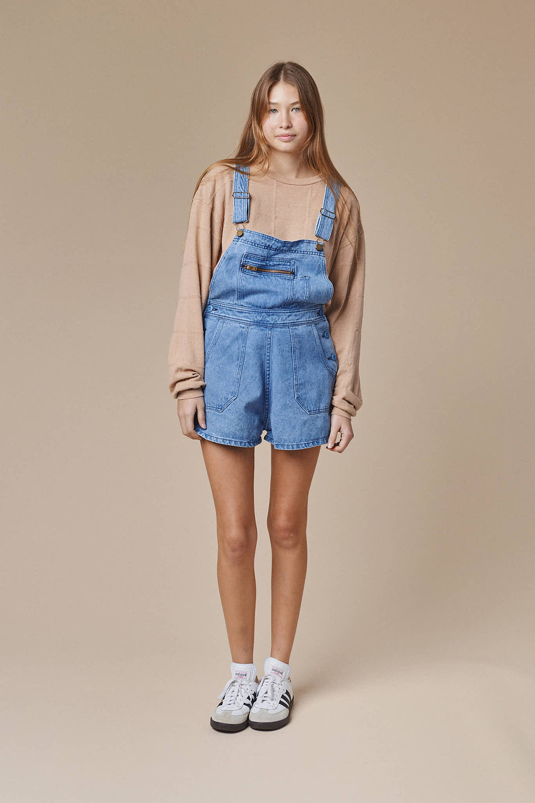 Alma Overall Denim Shorts | Jungmaven Hemp Clothing & Accessories / Color: