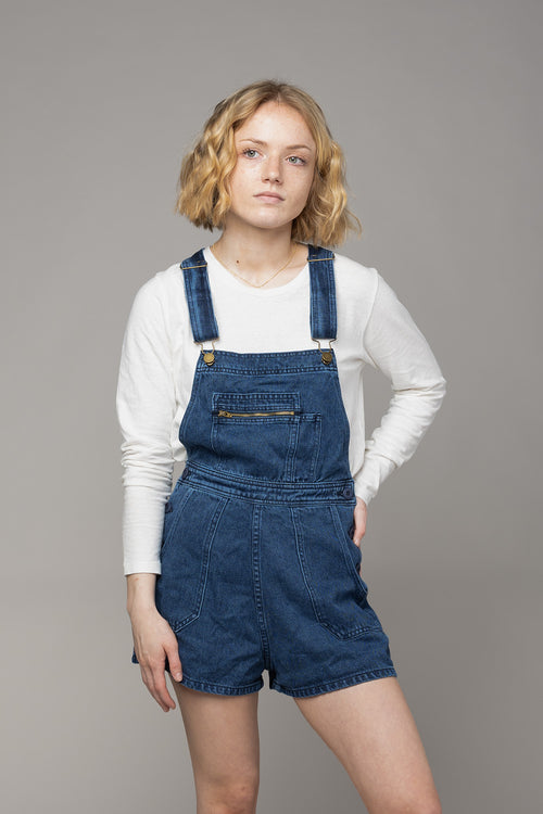 Alma Overall Denim Shorts | Jungmaven Hemp Clothing & Accessories / Color: