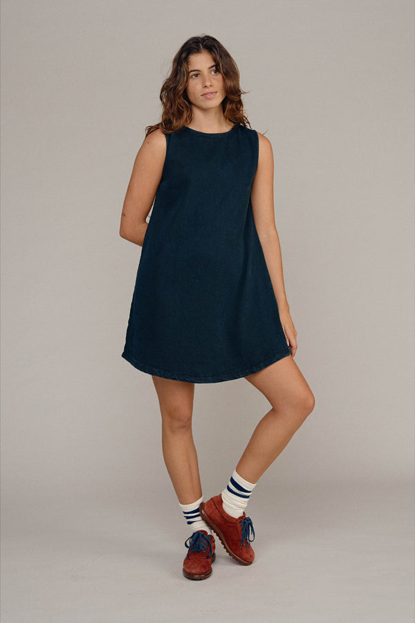Baez Summer Denim Dress | Jungmaven Hemp Clothing & Accessories / Color:
