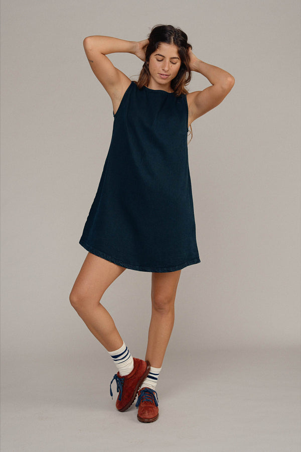 Baez Summer Denim Dress | Jungmaven Hemp Clothing & Accessories / Color: