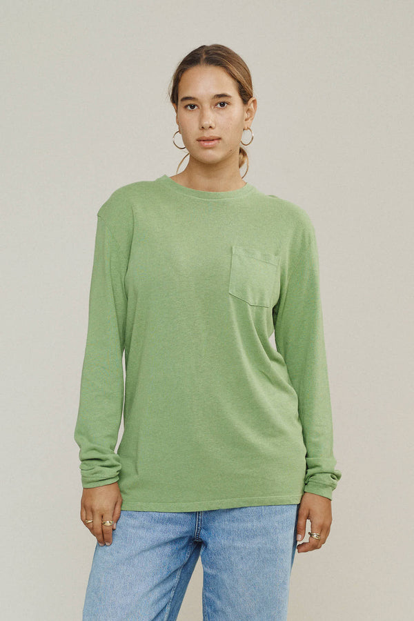 Baja Long Sleeve Pocket Tee | Jungmaven Hemp Clothing & Accessories / model_desc: Maya is 5’10” wearing S