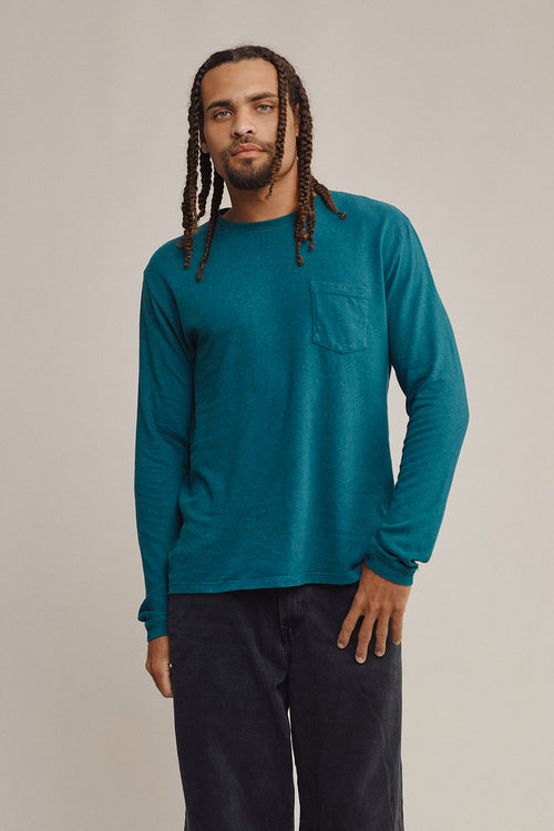 Baja Long Sleeve Pocket Tee | Jungmaven Hemp Clothing & Accessories / model_desc: Davon is 6’0” wearing L
