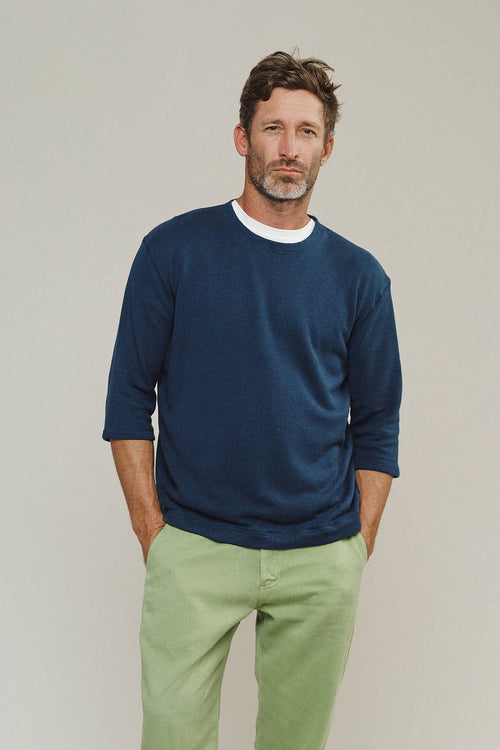 Heathered Duke 3/4 Sleeve Sherpa  | Jungmaven Hemp Clothing & Accessories / model_desc: Bryan is 6’1” wearing size M