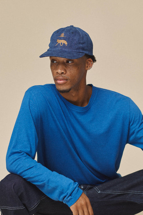 Coyote Denim Hat | Jungmaven Hemp Clothing & Accessories / model_desc: Medium Wash