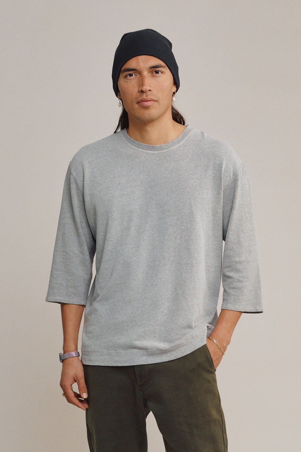 Heathered Cardiff 3/4 Sleeve Tee | Jungmaven Hemp Clothing 