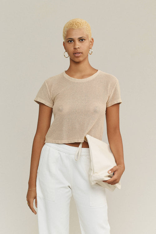 Carmen Mesh Cropped Tee | Jungmaven Hemp Clothing & Accessories / model_desc: Naya is 5’9” wearing Small