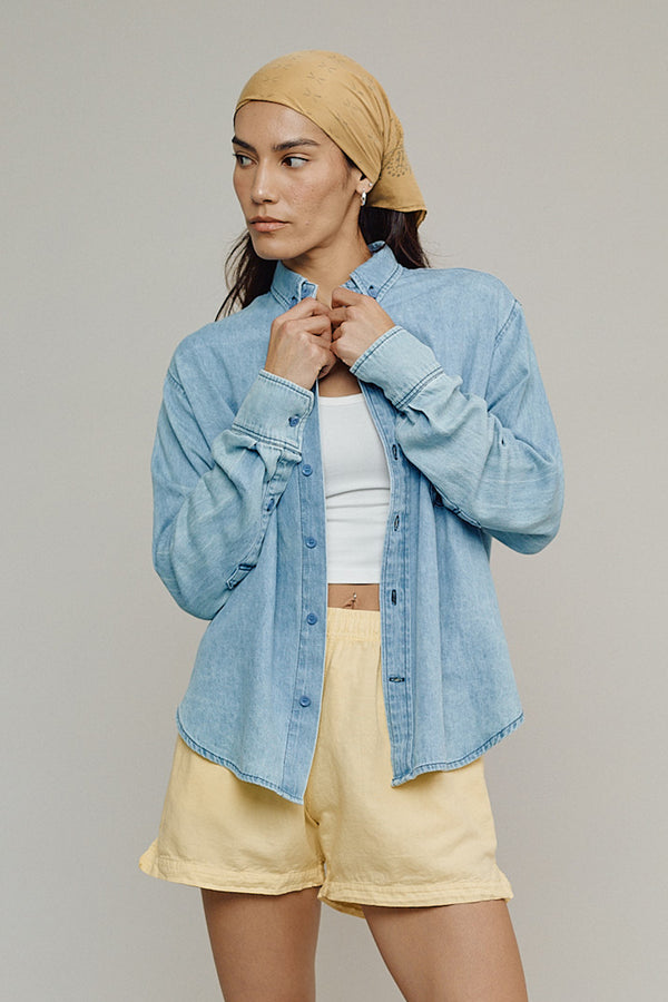 Denim Catalina Button Down Shirt | Jungmaven Hemp Clothing & Accessories / Color: