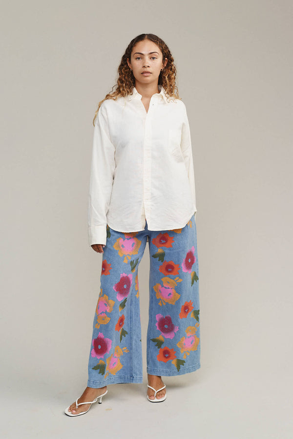 Floral Disco Denim Pant | Jungmaven Hemp Clothing & Accessories / model_desc: Paige is 5’8” wearing S