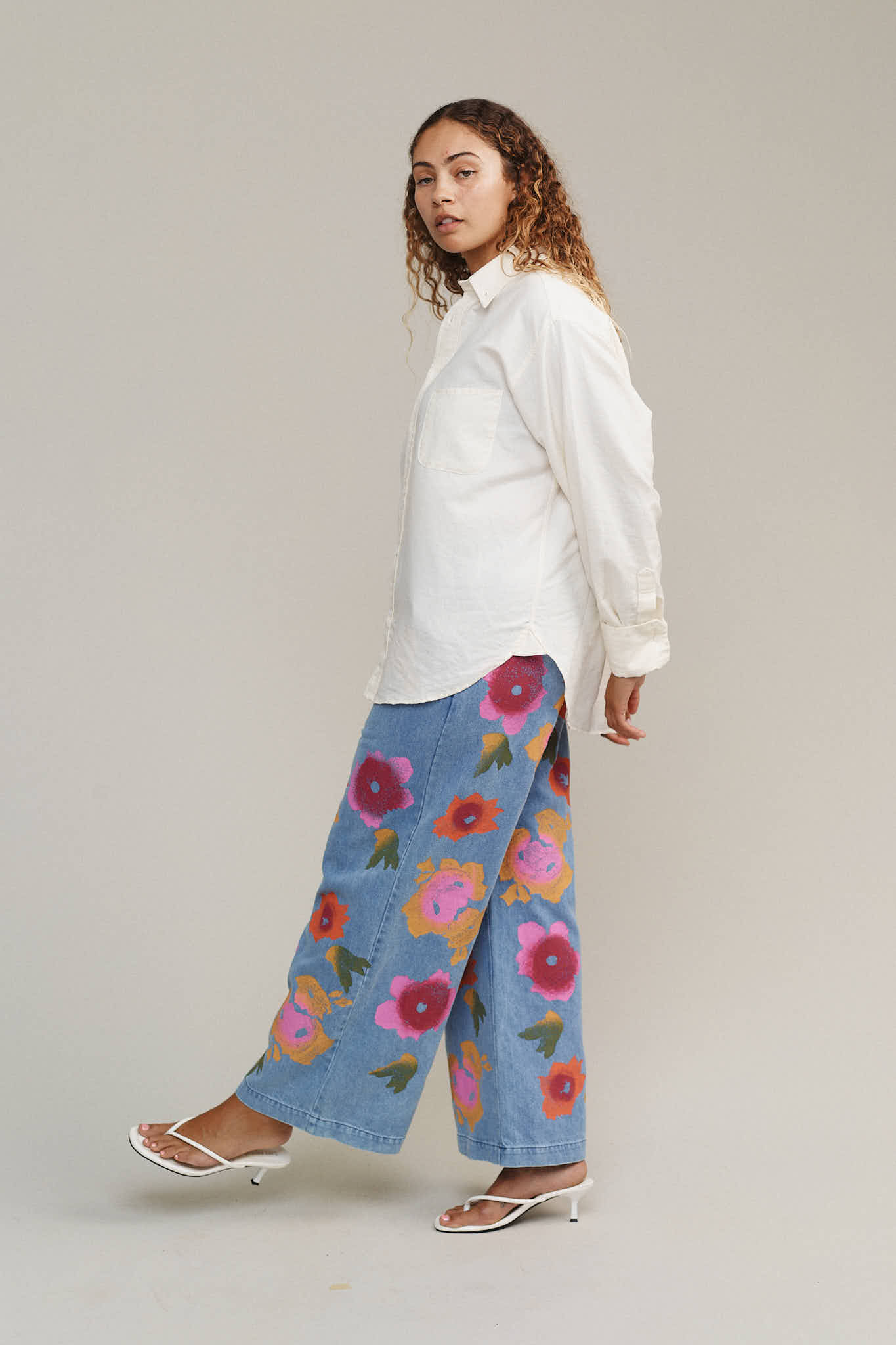 Floral Denim Disco Pant | Jungmaven Hemp Clothing & Accessories / Color: