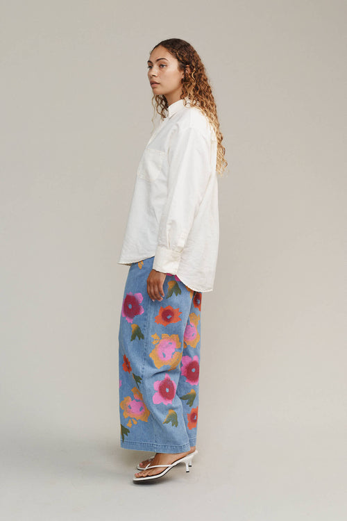 Floral Denim Disco Pant | Jungmaven Hemp Clothing & Accessories / Color: