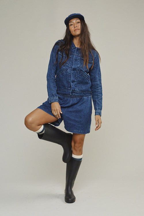Celeste Denim Jacket | Jungmaven Hemp Clothing & Accessories / model_desc: Tamiko is 5’8” wearing S
