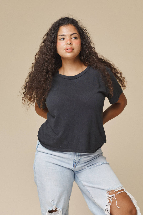Cropped Lorel Tee | Jungmaven Hemp Clothing & Accessories / model_desc: Nikki is 5’2” wearing L