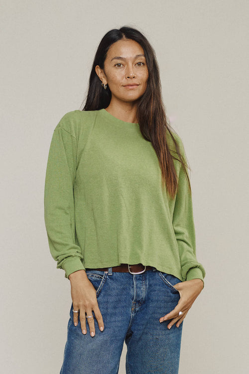 Cropped Long Sleeve Tee | Jungmaven Hemp Clothing & Accessories / model_desc: Tamiko is 5’8” wearing Small