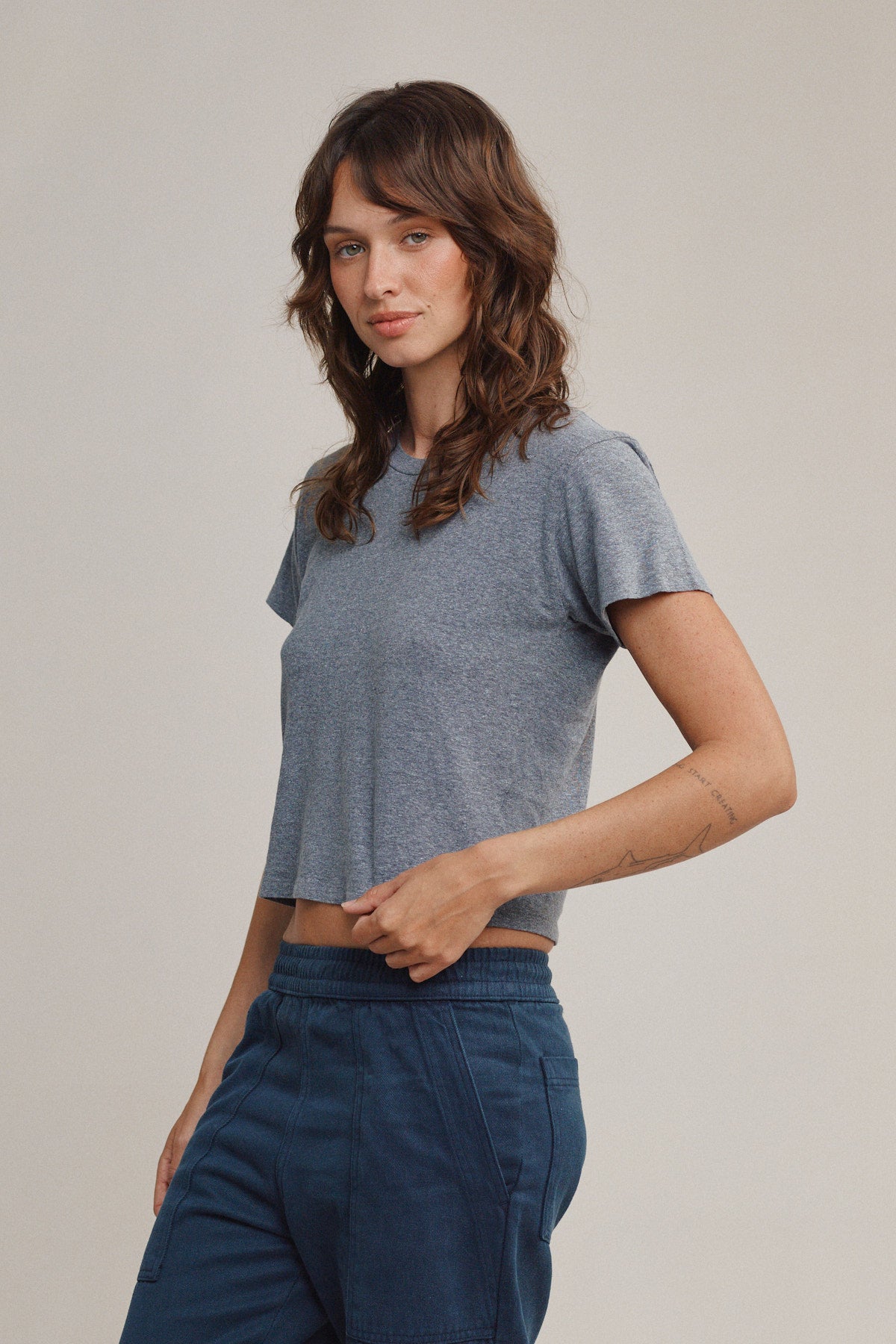 Heathered Cropped Lorel Tee | Jungmaven Hemp Clothing