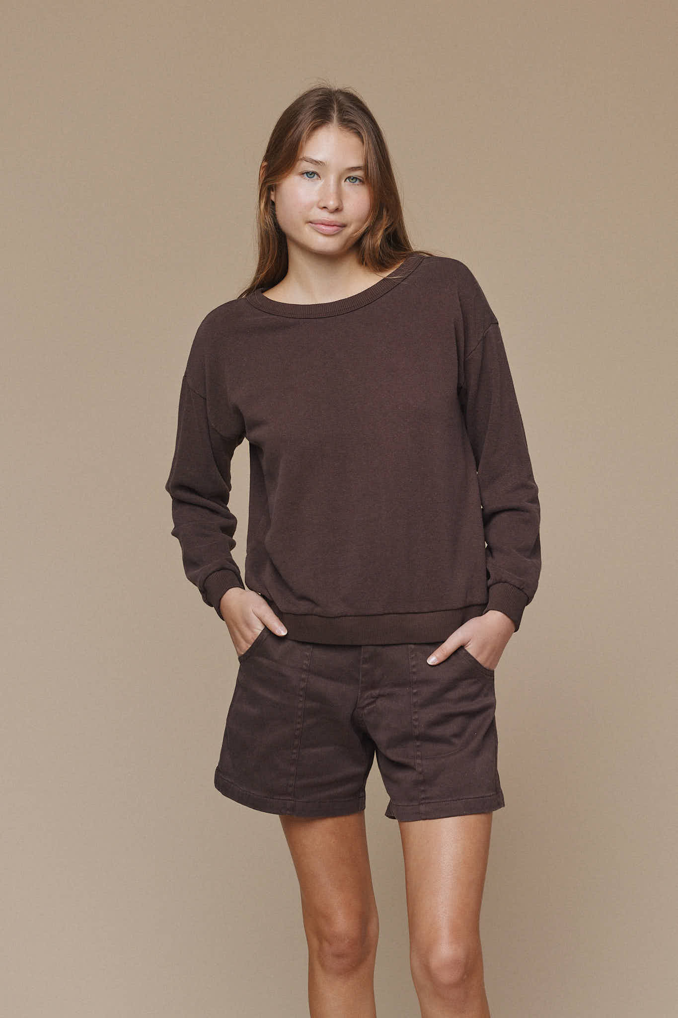 Cruz Cropped Sweatshirt | Jungmaven Hemp Clothing & Accessories / model_desc: Katriel is 5’9” wearing S