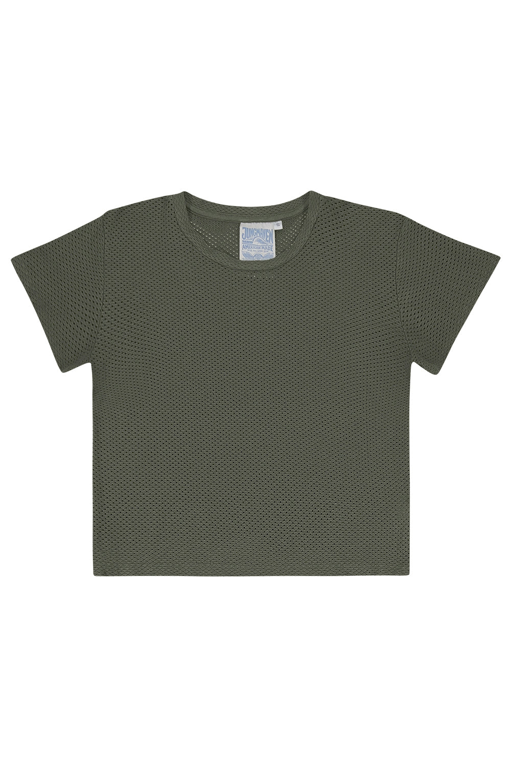 Carmen Mesh Cropped Tee | Jungmaven Hemp Clothing & Accessories / Color: Olive Green