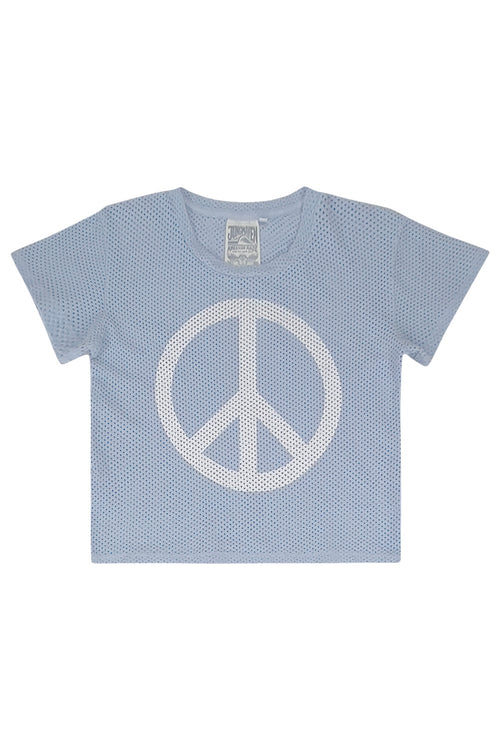 Peace Carmen Mesh Cropped Tee | Jungmaven Hemp Clothing & Accessories / Color: Coastal Blue