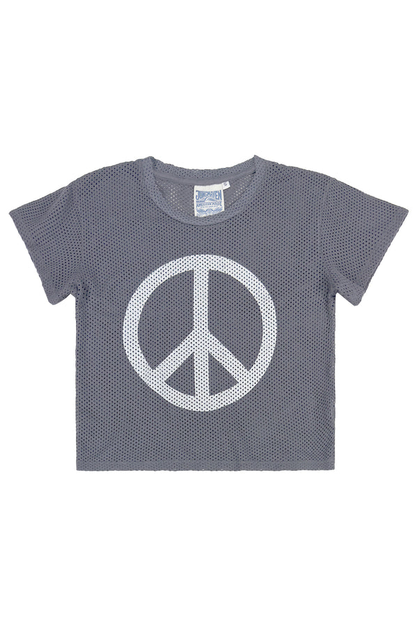 Peace Carmen Mesh Cropped Tee | Jungmaven Hemp Clothing & Accessories / Color: Diesel Gray