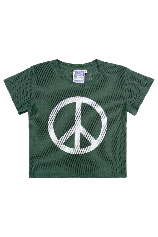 Peace Carmen Mesh Cropped Tee | Jungmaven Hemp Clothing & Accessories / Color: Hunter Green